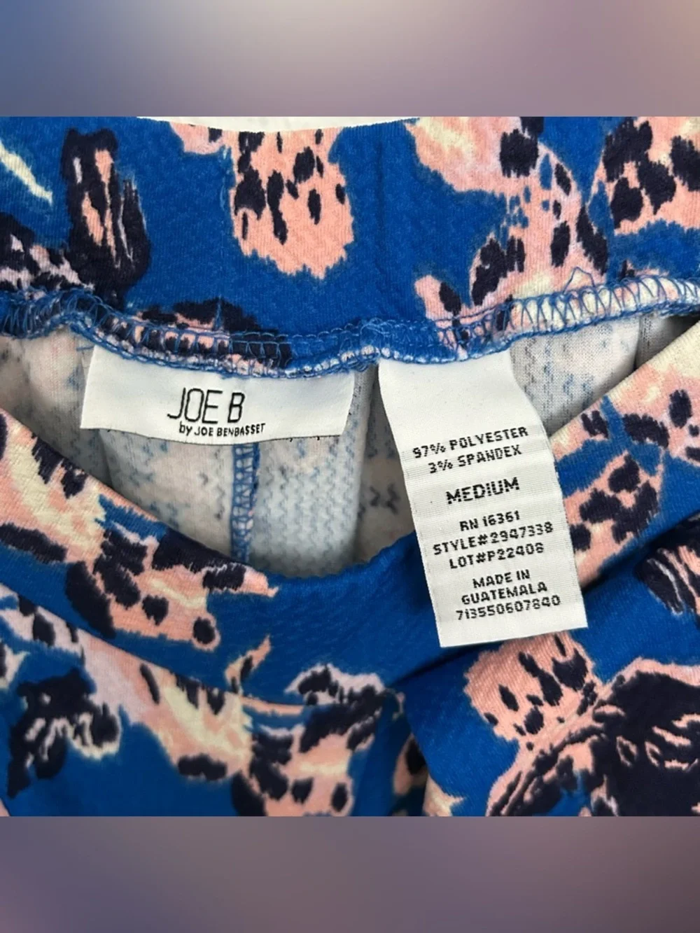 Joe Benbasset Blue Floral Skirt with Pink and Black Print - Picture 2 of 3